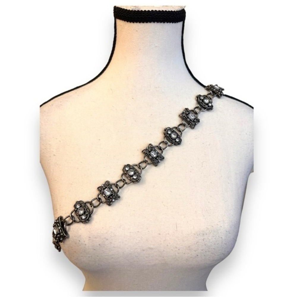 Vintage Women’s Gothic Victorian Style Pewter Chain Belt M to XXL 32” to 42”